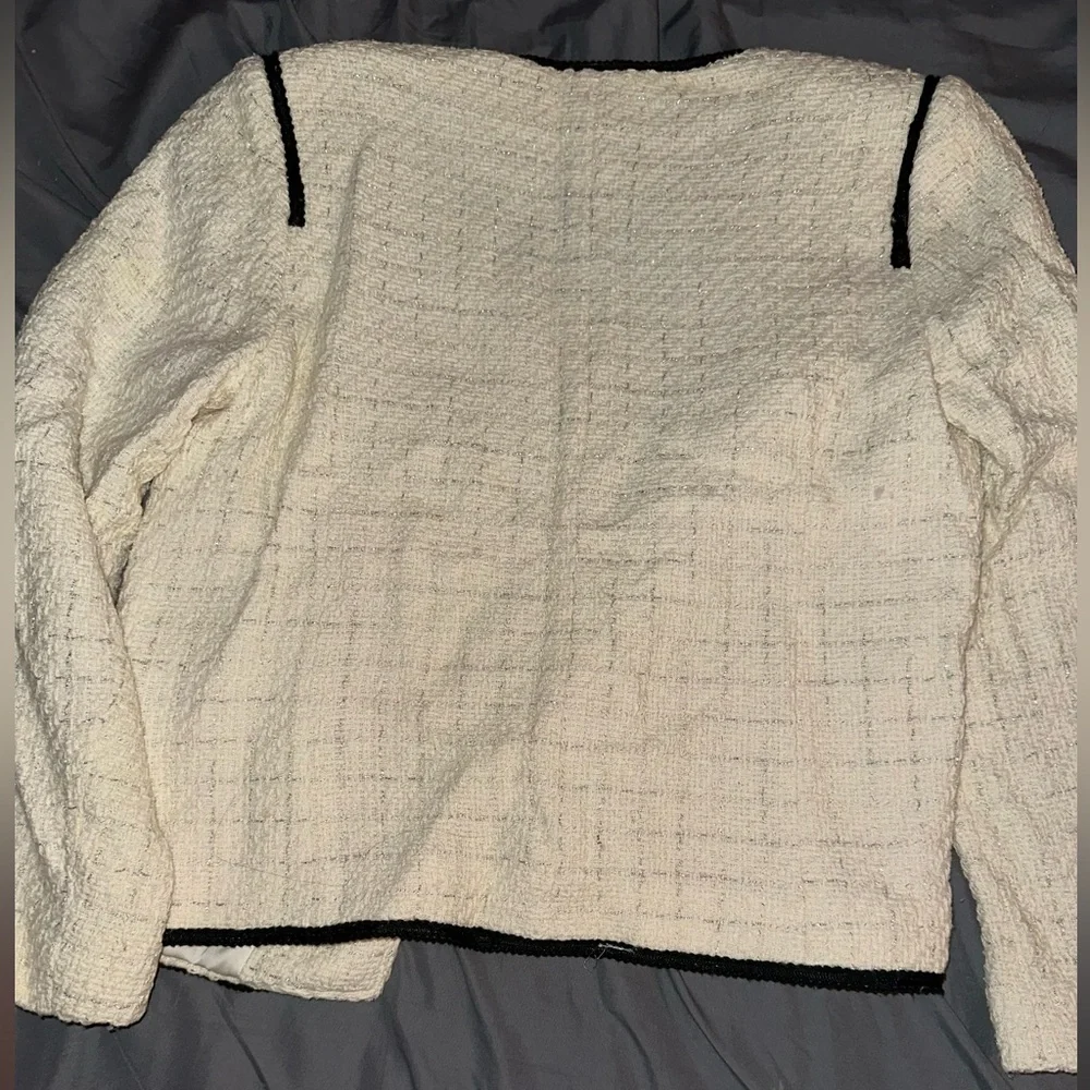 Mango Tweed Ivory Blazer Jacket Sz. S
